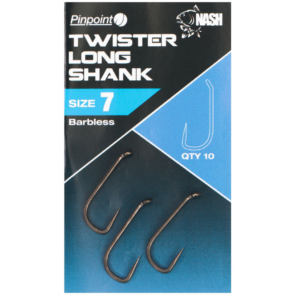 Nash Pinpoint Twister Long Shank Barbless Hooks – RD Tackle LTD